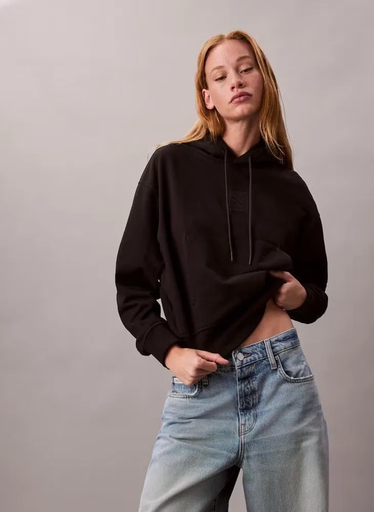 Худи с капюшоном на длинном рукаве Essential Calvin Klein, черный — фото 4