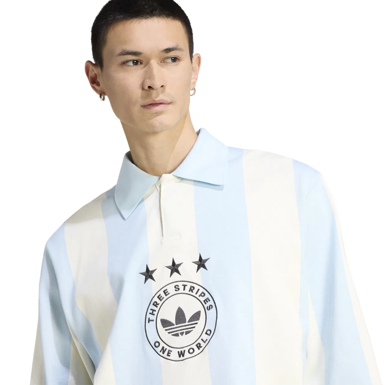 Мужская футболка-поло с длинным рукавом GFX Adidas Originals, цвет Beige/Carolina — фото 3