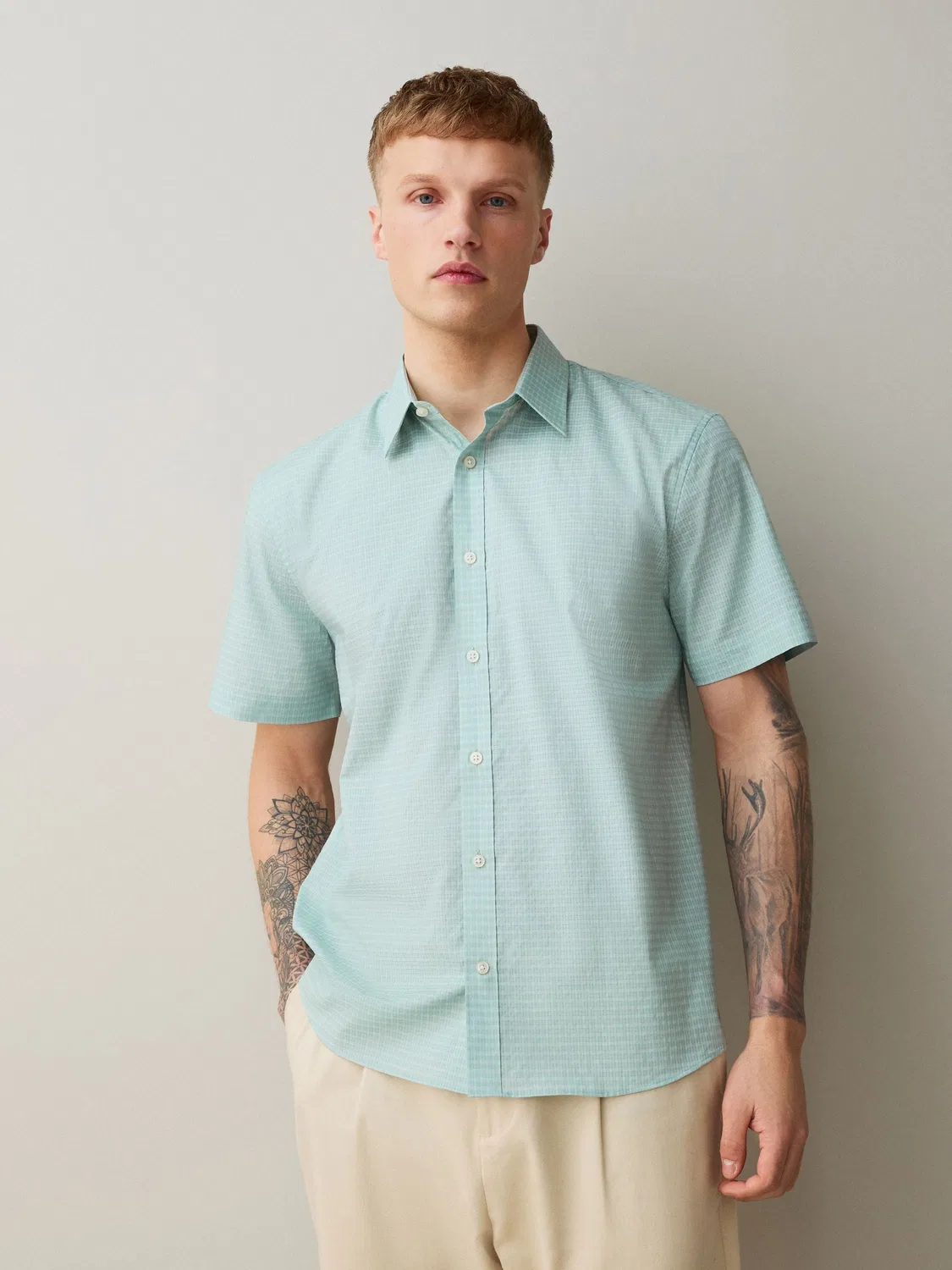 Рубашка с коротким рукавом, Regular Fit, N. Premium Cotton Rich, Smart Next, цвет Seafoam Green
