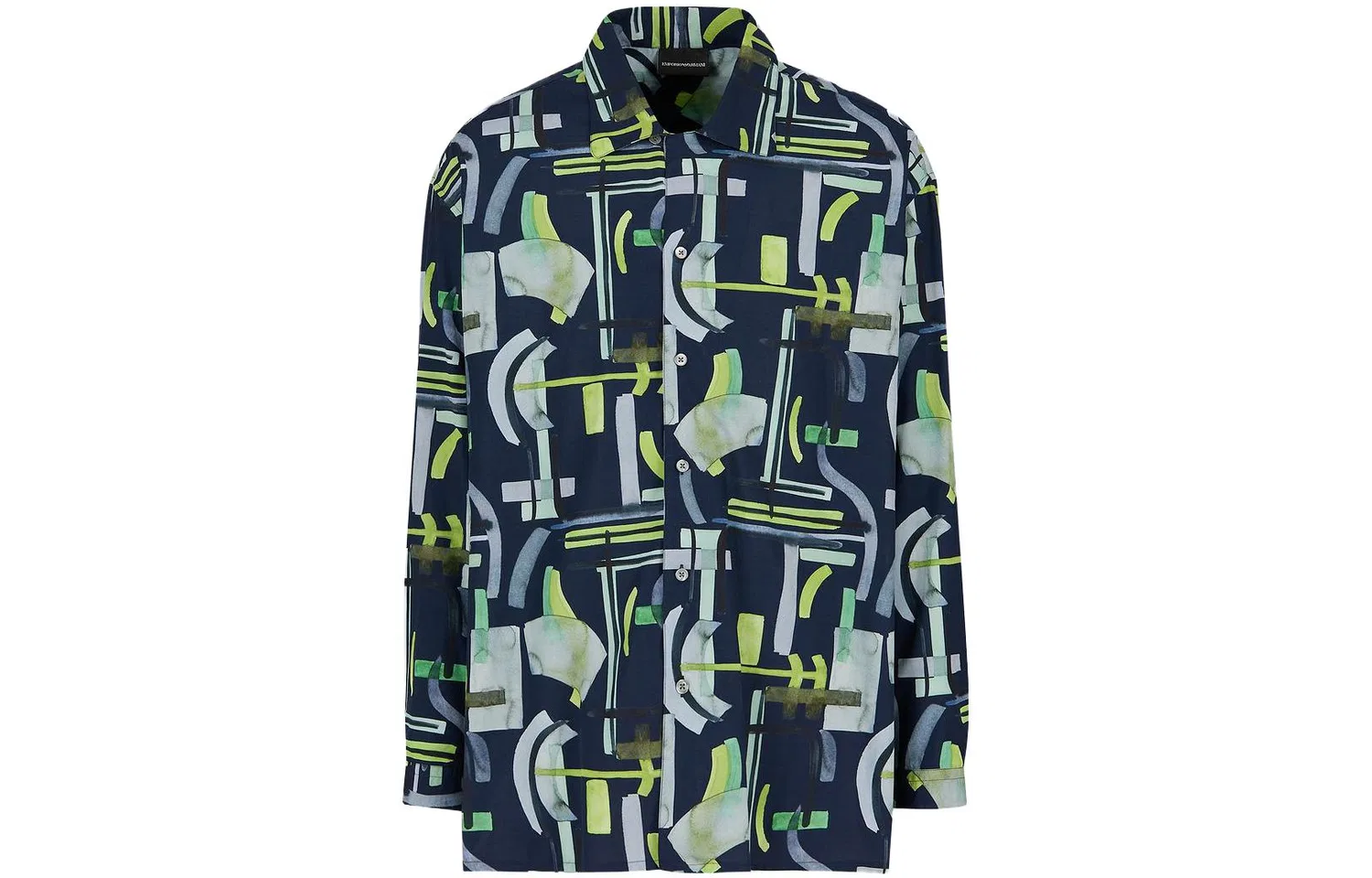 Мужская рубашка с длинным рукавом с абстрактным принтом Emporio Armani, Multicolor