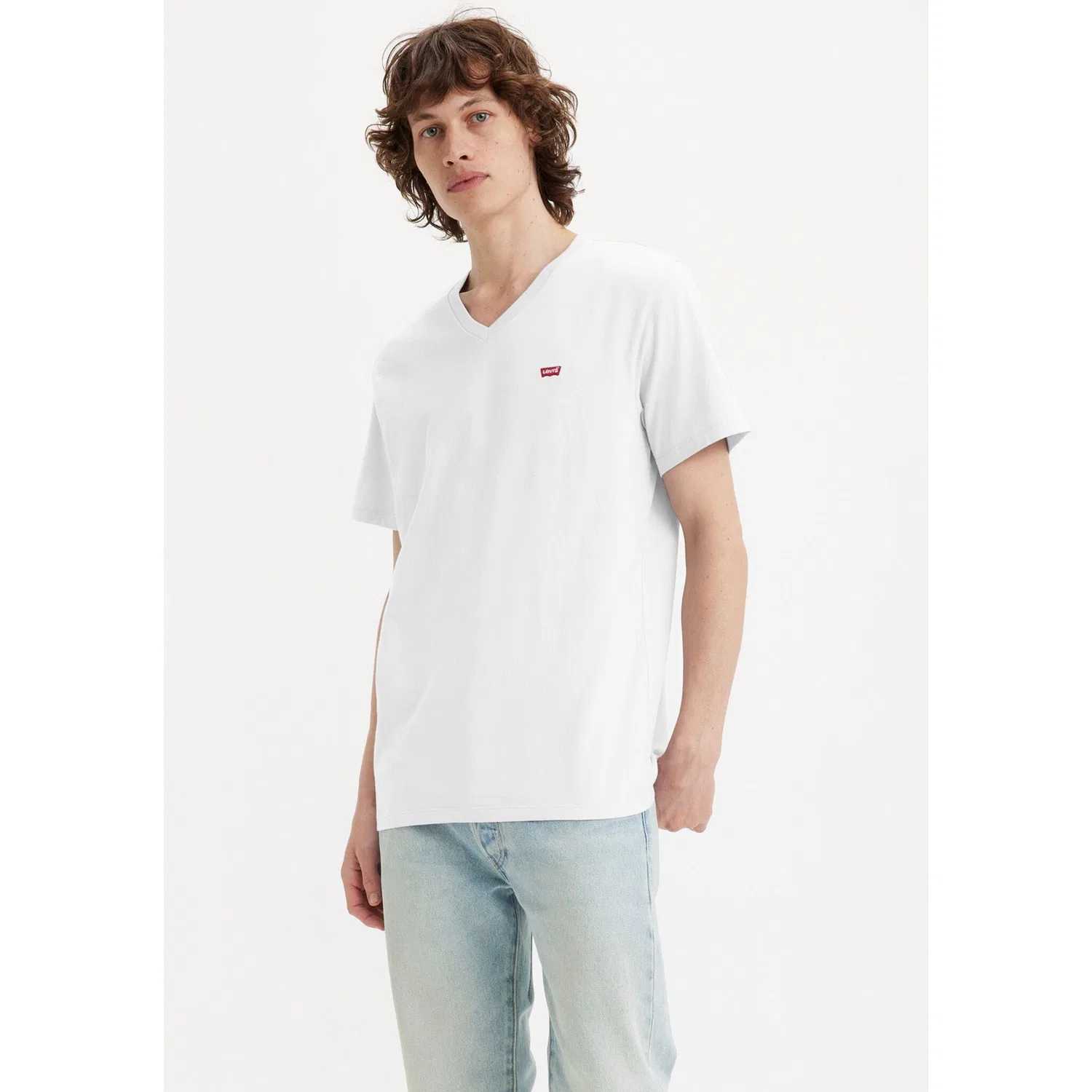 Мужская V-образная футболка с логотипом Levi's, White