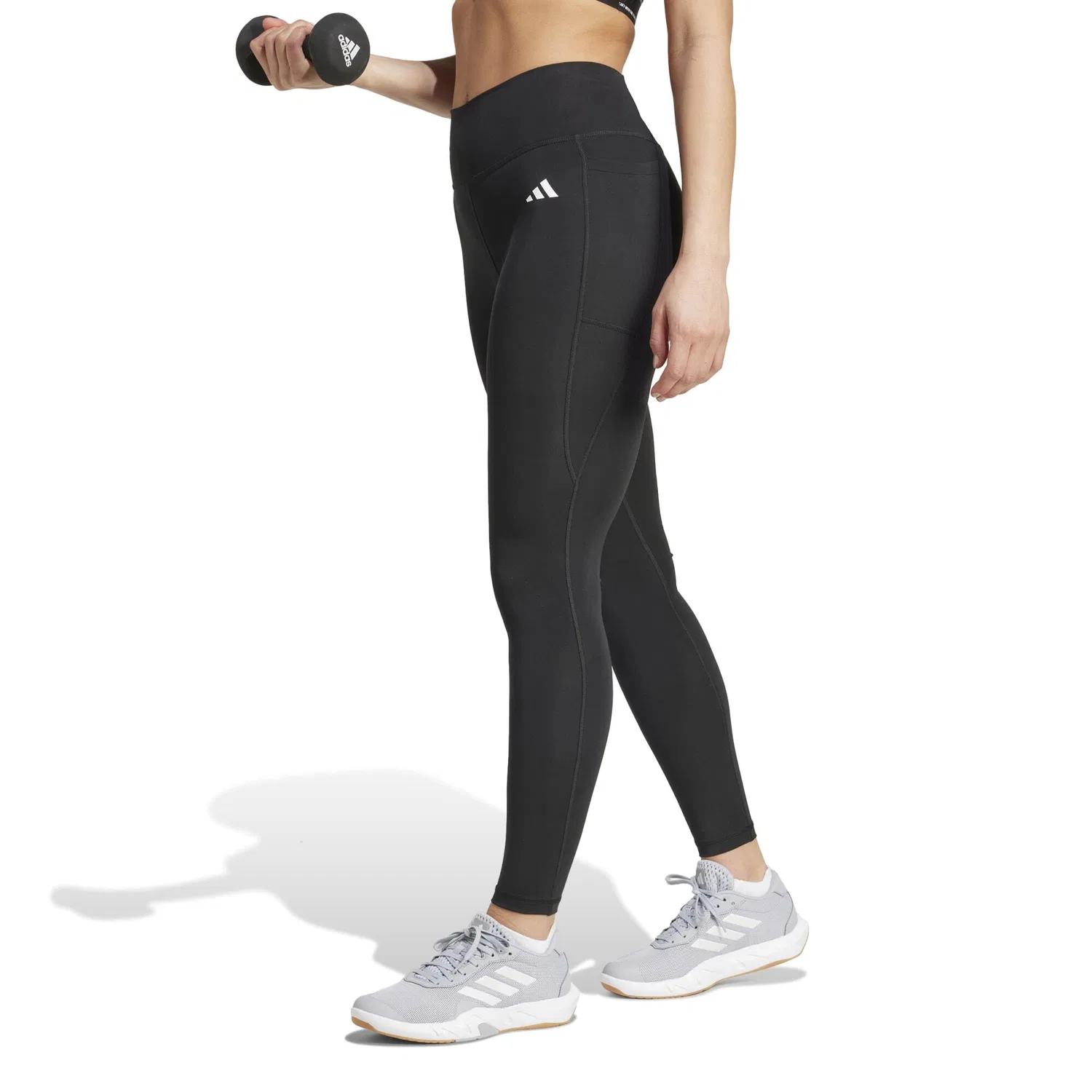 Женские леггинсы для тренировок с высокой посадкой Optime Essentials Stash Pocket Leggings Adidas, Schwarz — фото 2
