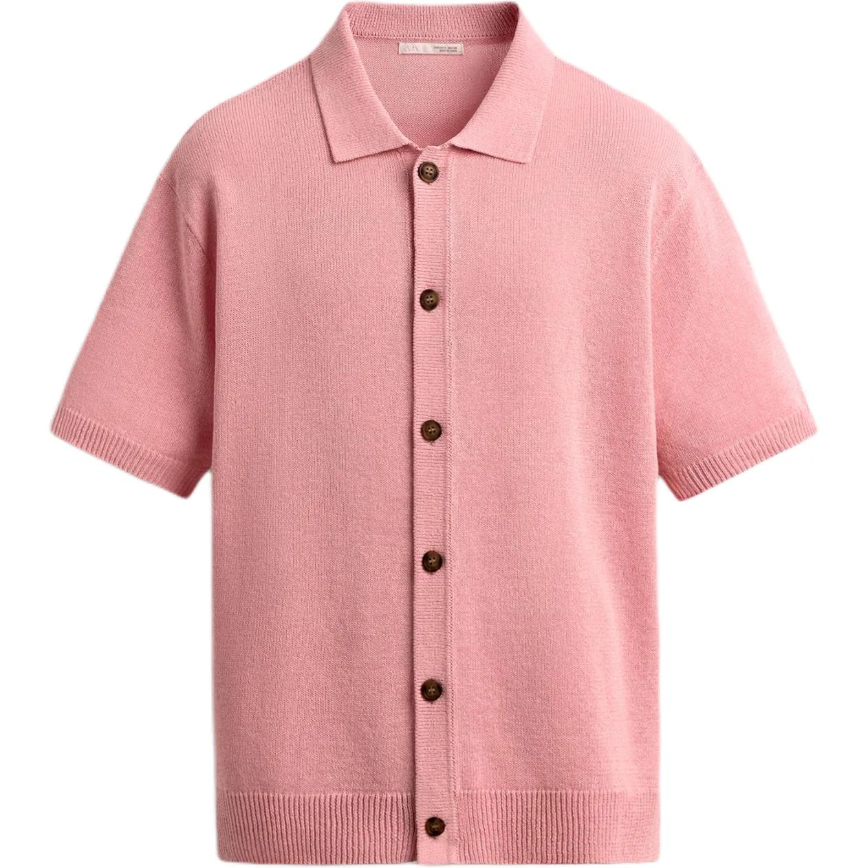 Мужская рубашка с воротником, Pink, ZARA