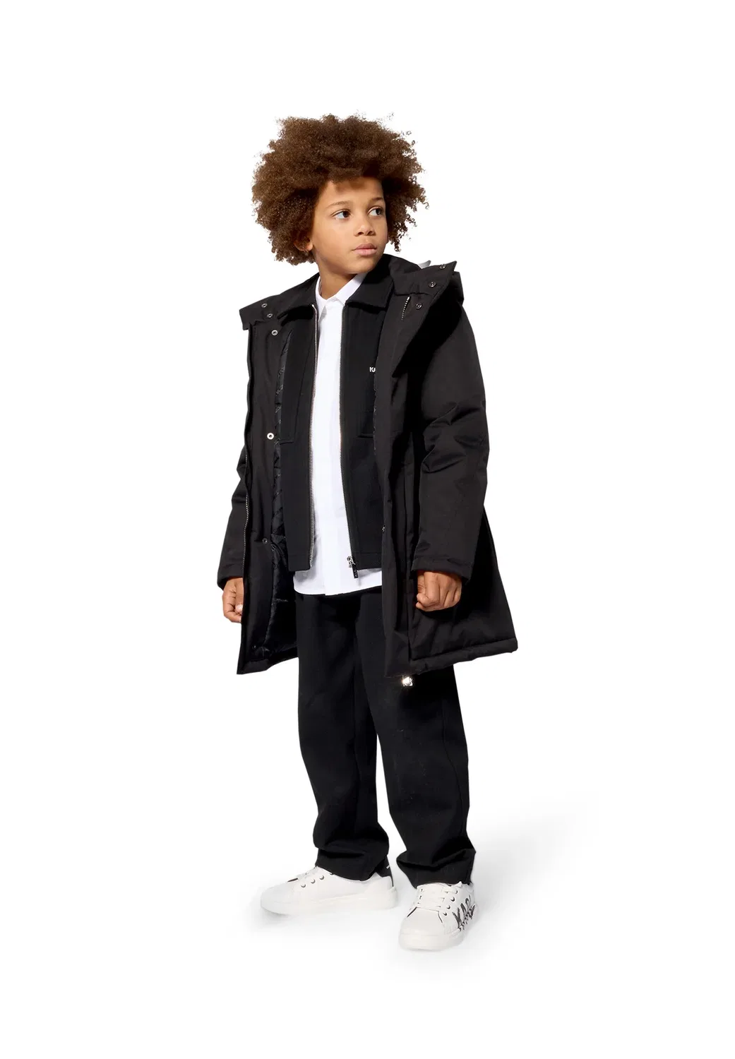 Парка с капюшоном, унисекс - зимнее пальто Karl Lagerfeld Kids, Black