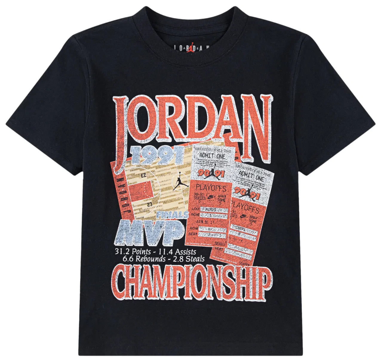 Футболка для мальчиков AJ6 91 Playoff Tix Jordan, цвет Black/Infrared