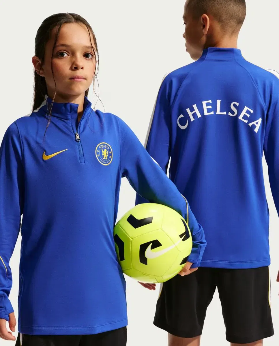 Детская футболка для мальчиков с длинным рукавом Chelsea FC 2026-2027 Dri-FIT Strike Drill Top Nike, Azul