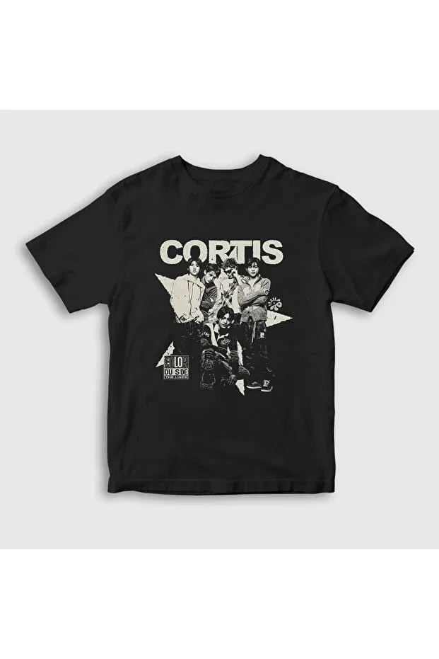 Детская футболка с принтом Unisex kids black band k-pop cortis t-shirt 596268tt Presmono, Black