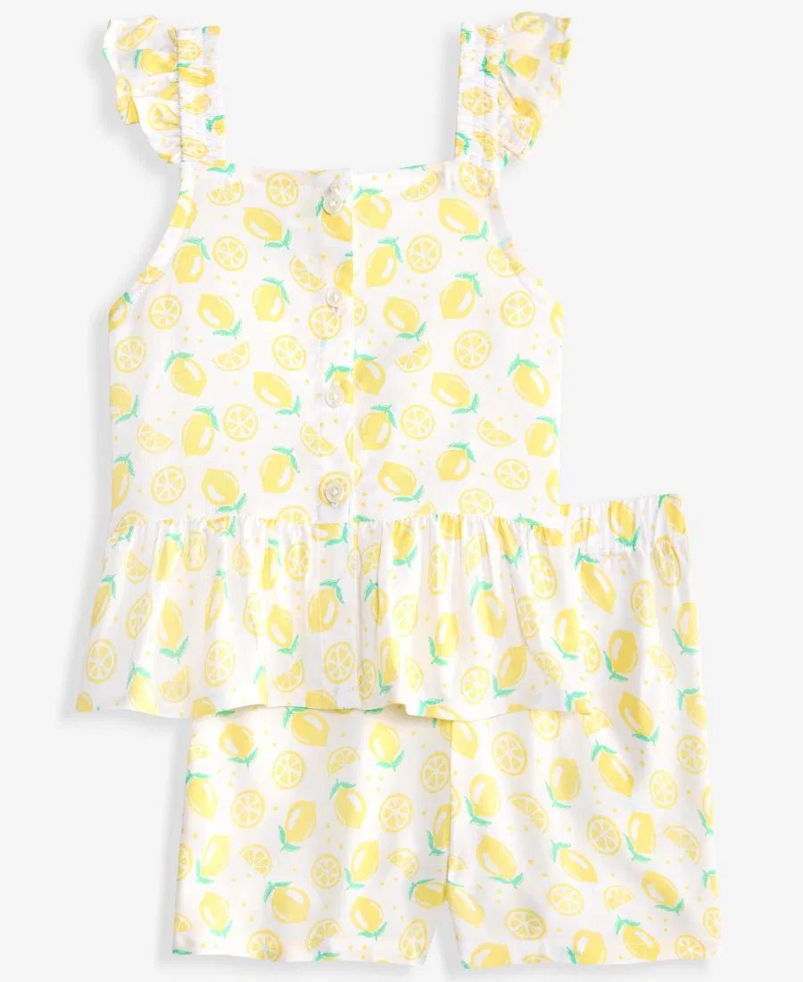 Комплект из топа и шорт с принтом лимонов Epic Threads, Bright White