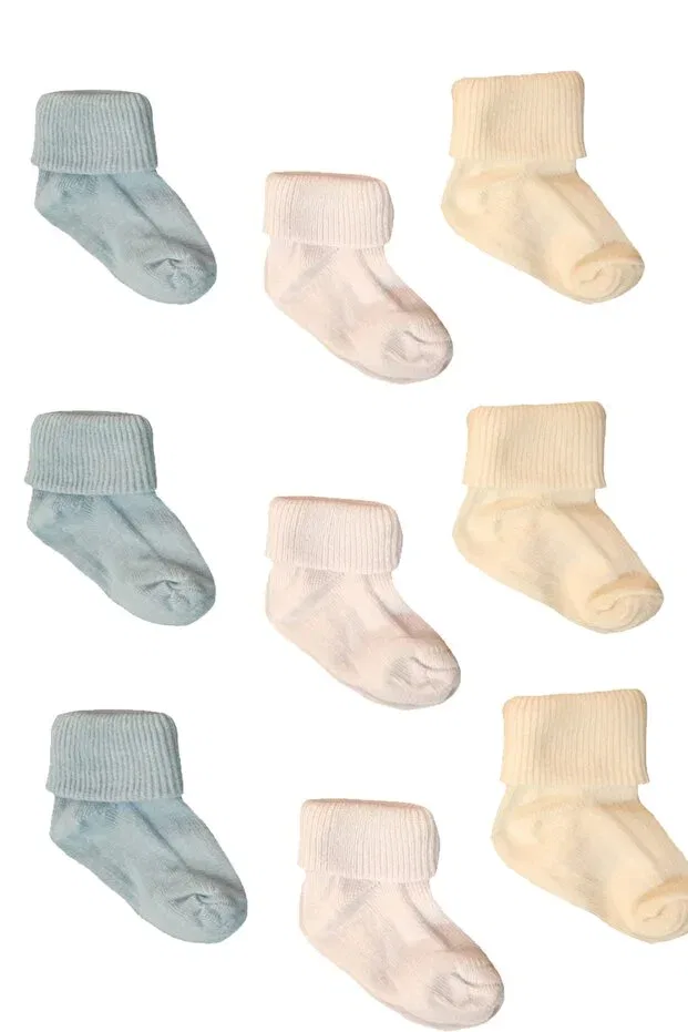 Детские носки для новорожденных хлопковые Babette Socks Baby Bakkal, Blue - White - Ecru