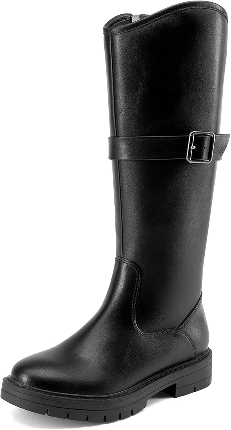 Детские сапоги для девочек с пряжкой DREAM PAIRS, All Black