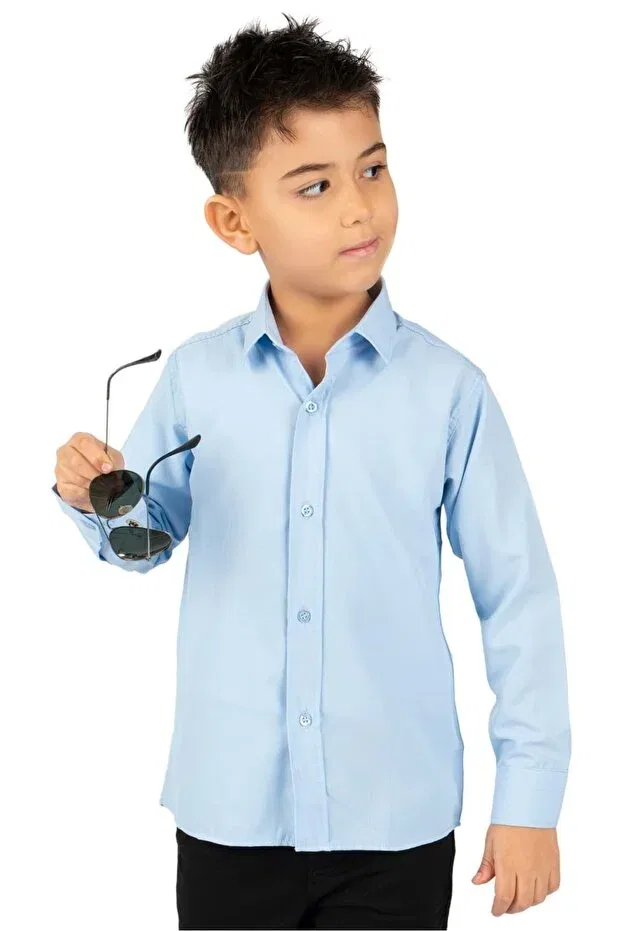 Детская рубашка для мальчиков с длинным рукавом Mnk Baby&Kids, Blue — фото 2