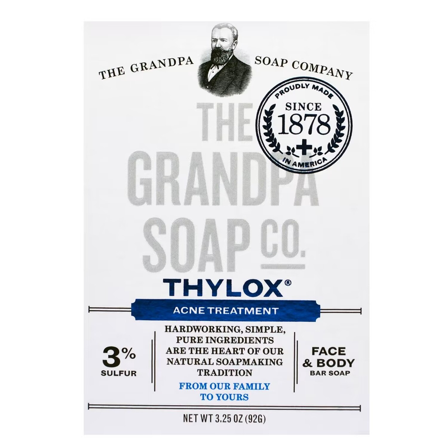 

The Grandpa Soap Co., Брусковое мыло для лица и тела, Thylox, борьба с акне, 92 г