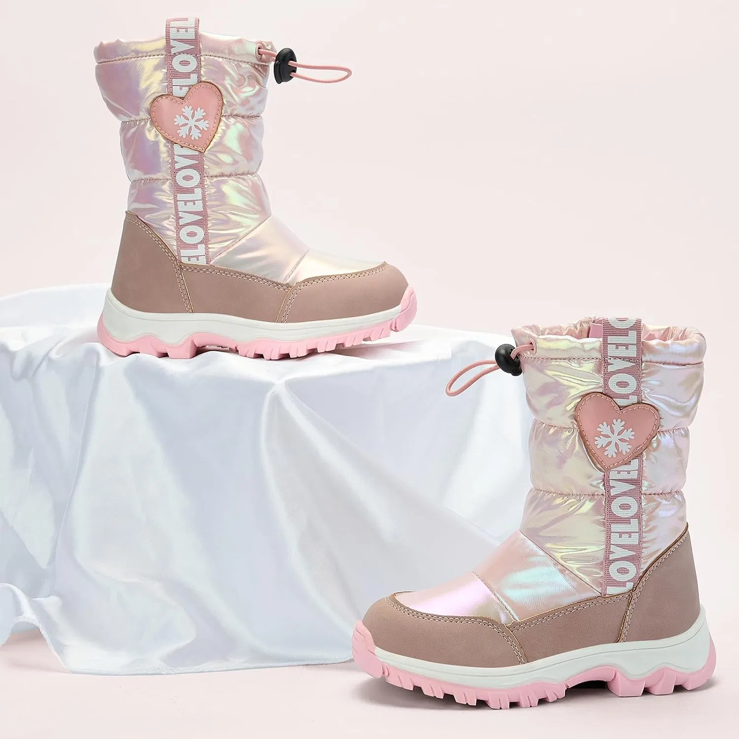Детские зимние ботинки для девочек с молнией TZJS, Pink — фото 3