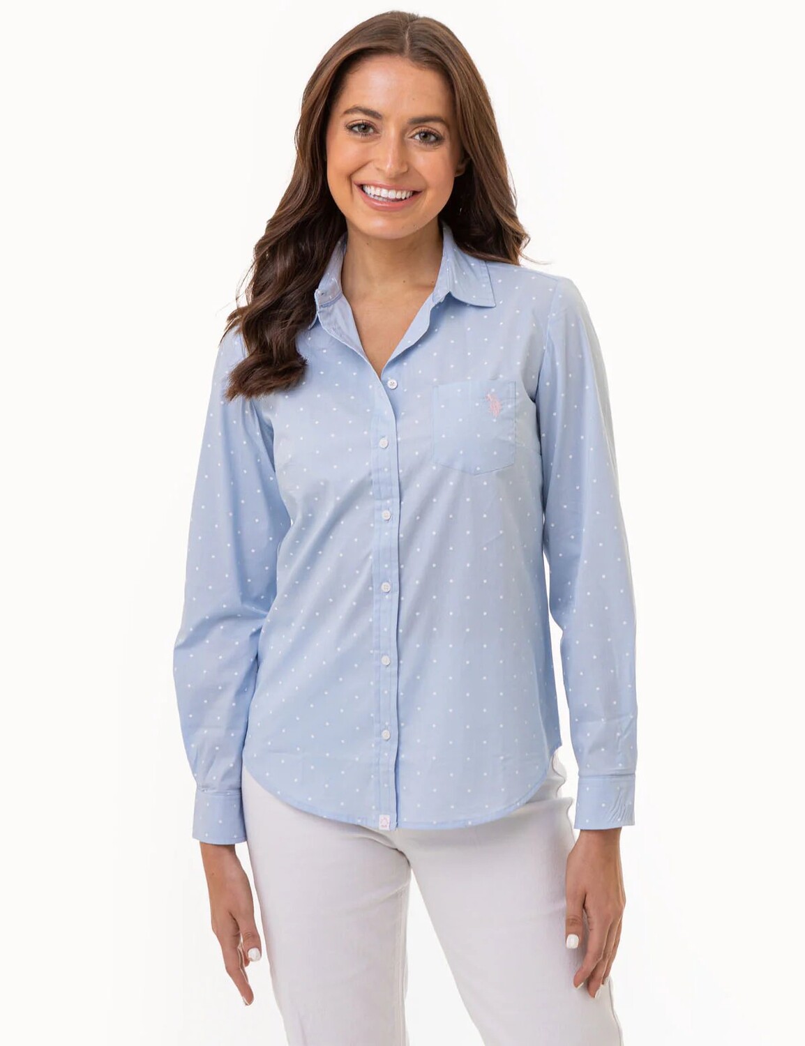 

Рубашка из поплина U.S. Polo Assn. Dot Print Shirt, голубой