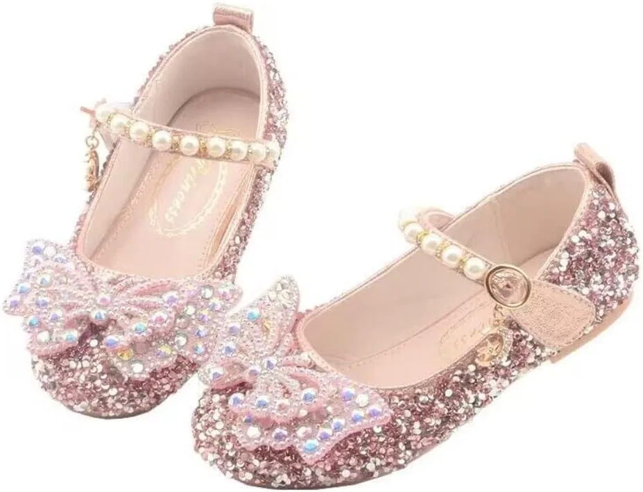 Детские туфли Мэри Джейн с бантом для девочек Sparkle Princess GOJERP, Pink