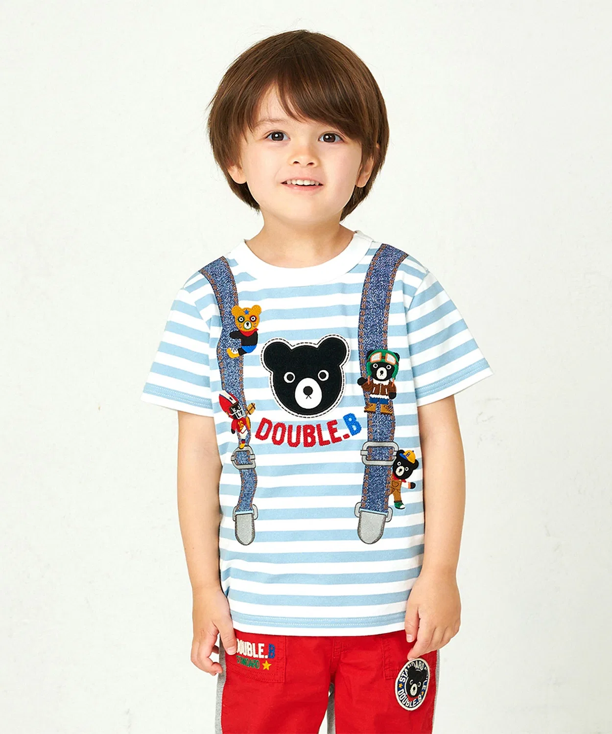 Детская футболка с принтом Саспендеры Black Bear Half Sleeve DOUBLE_B, Blue — фото 2
