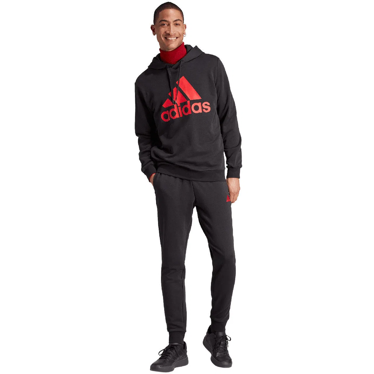 Мужской спортивный костюм с большим логотипом Adidas, Schwarz Weiss — фото 3