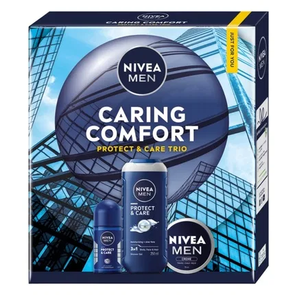 Набор для тела Nivea Men Caring Comfort Protect & Care Trio: гель для душа 250 мл, антиперспирант 50 мл, крем 100 мл