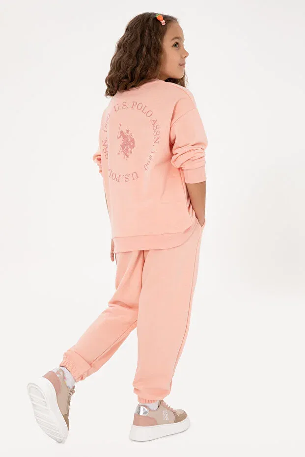 Детский спортивный костюм для девочек хлопковый U.S. Polo Assn., Salmon — фото 2