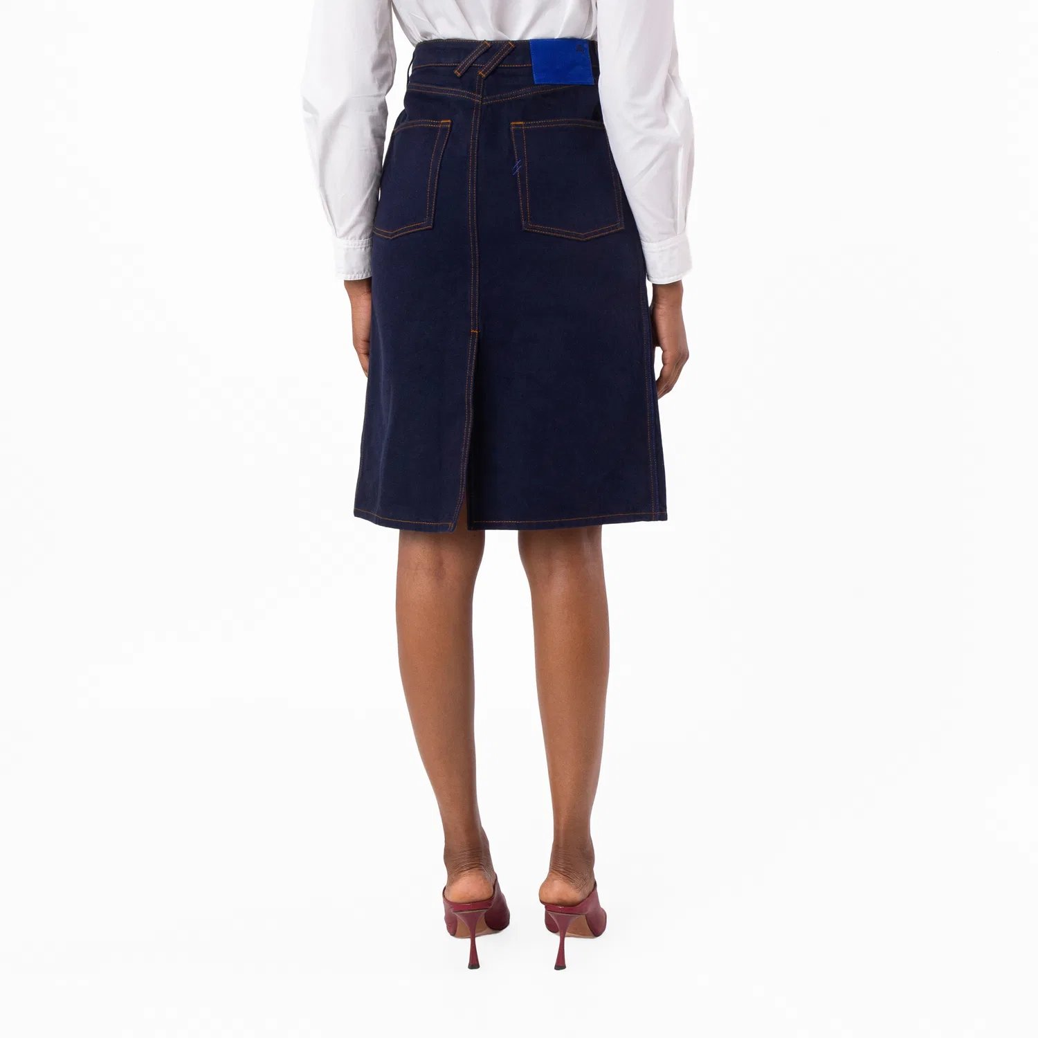 Юбка миди из японского денима Japanese Denim Midi Skirt Burberry, Indigo Blue — фото 2