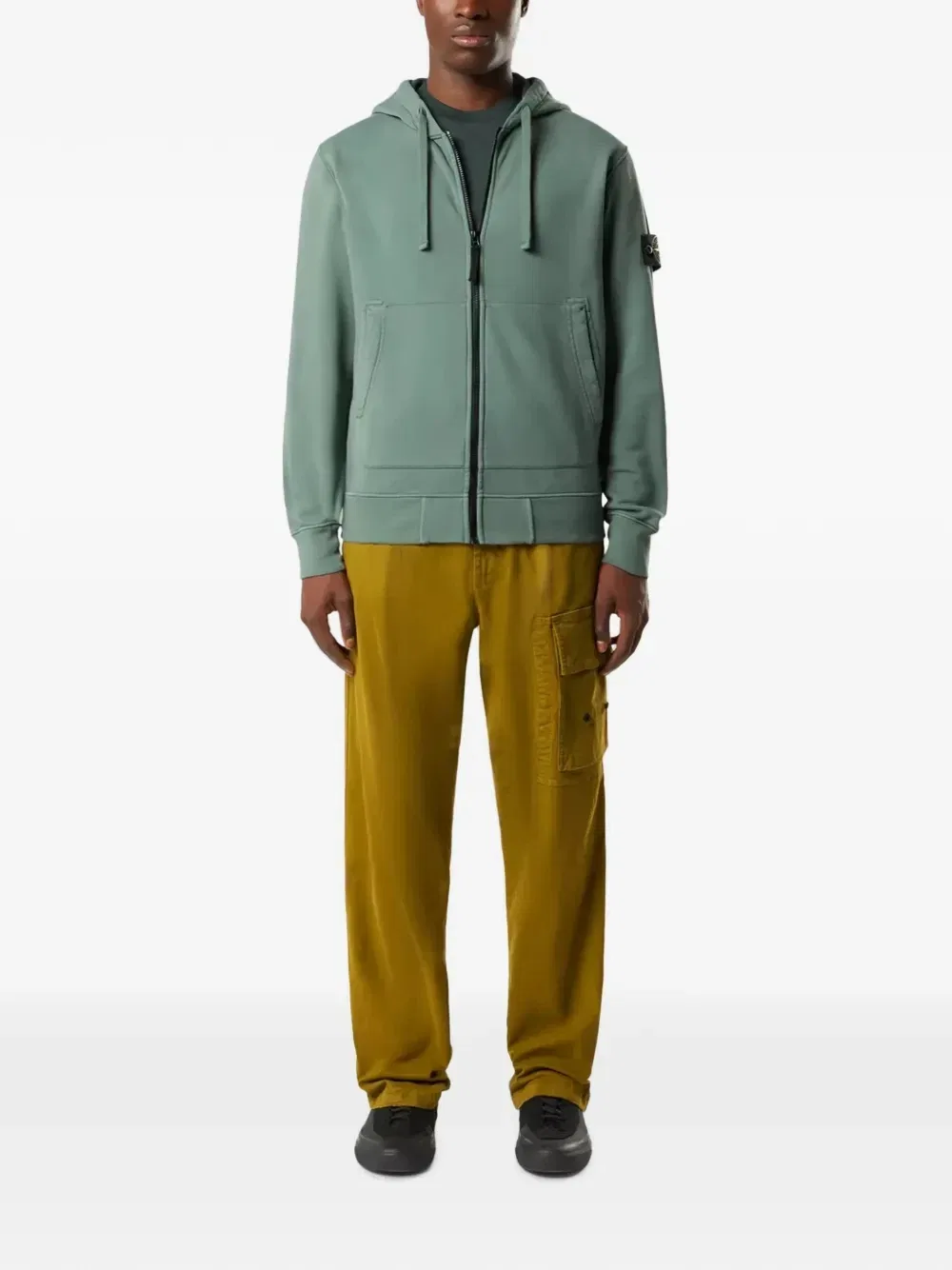 Худи из флиса из органического хлопка 6100061 Stone Island, зеленый — фото 2