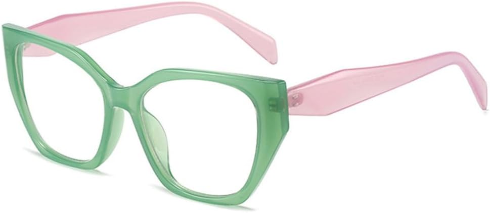 

Солнцезащитные очки LVTFCO Retro Polygon Cat Eye для женщин, модные двухцветные очки с защитой от УФ-излучения UV400 для мужчин, прозрачные линзы Ocean, Green Purple Clear