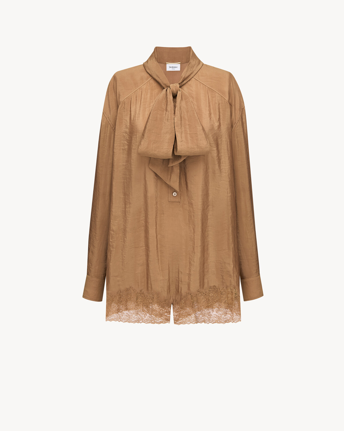 

Комбинезон с бантом лавальер из тафты Saint Laurent, коричневый