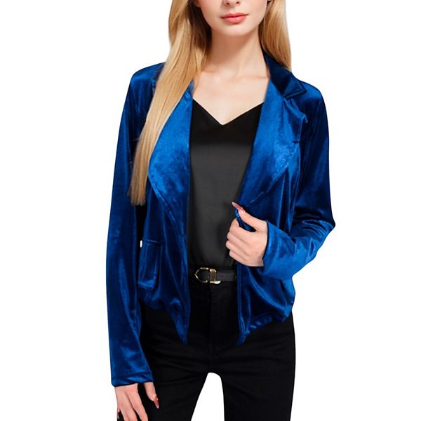 

Женский бархатный блейзер с одной пуговицей Anna-Kaci, Navy