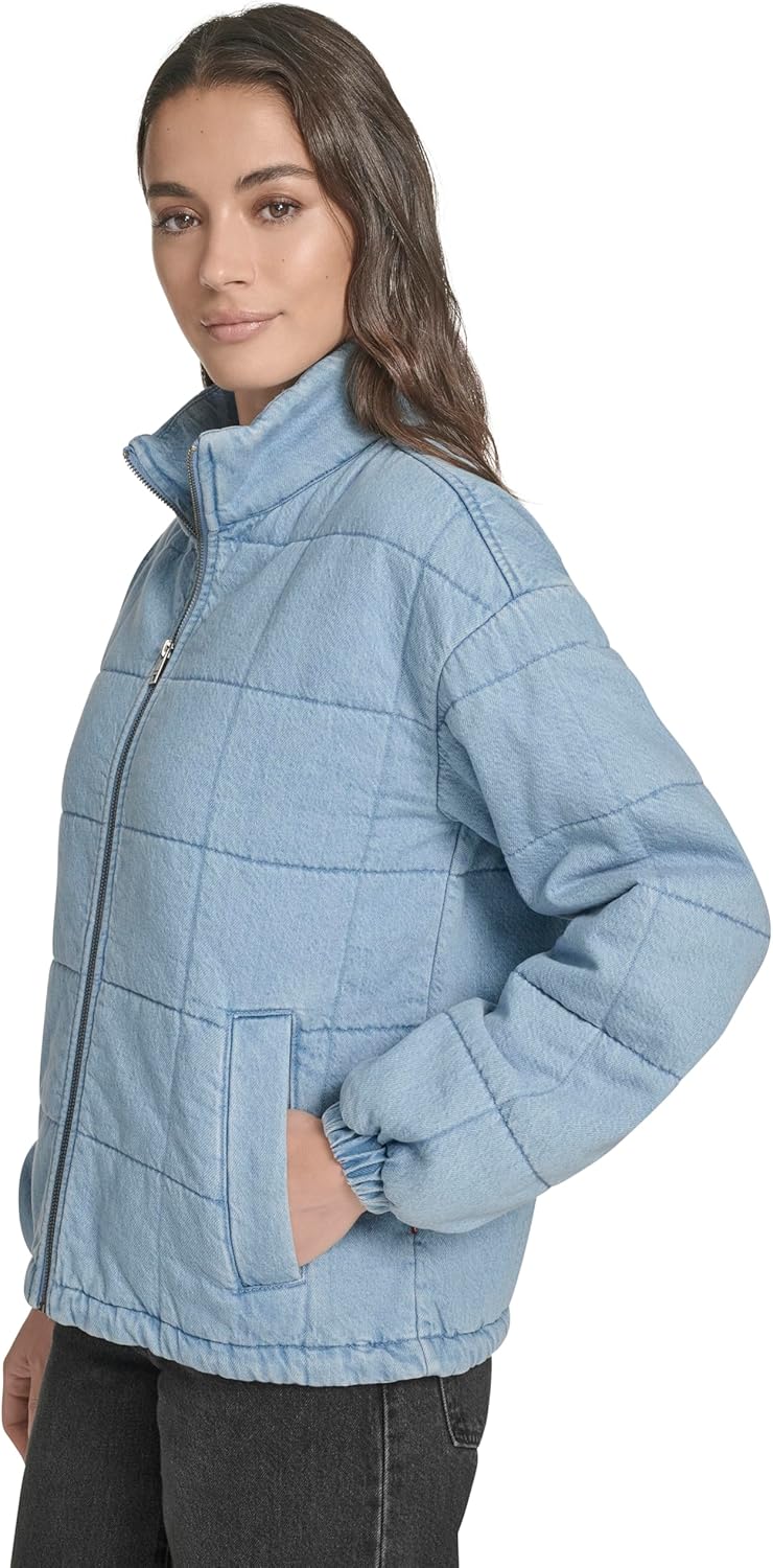 Женская куртка Levi's стеганая из хлопка, голубой — фото 3