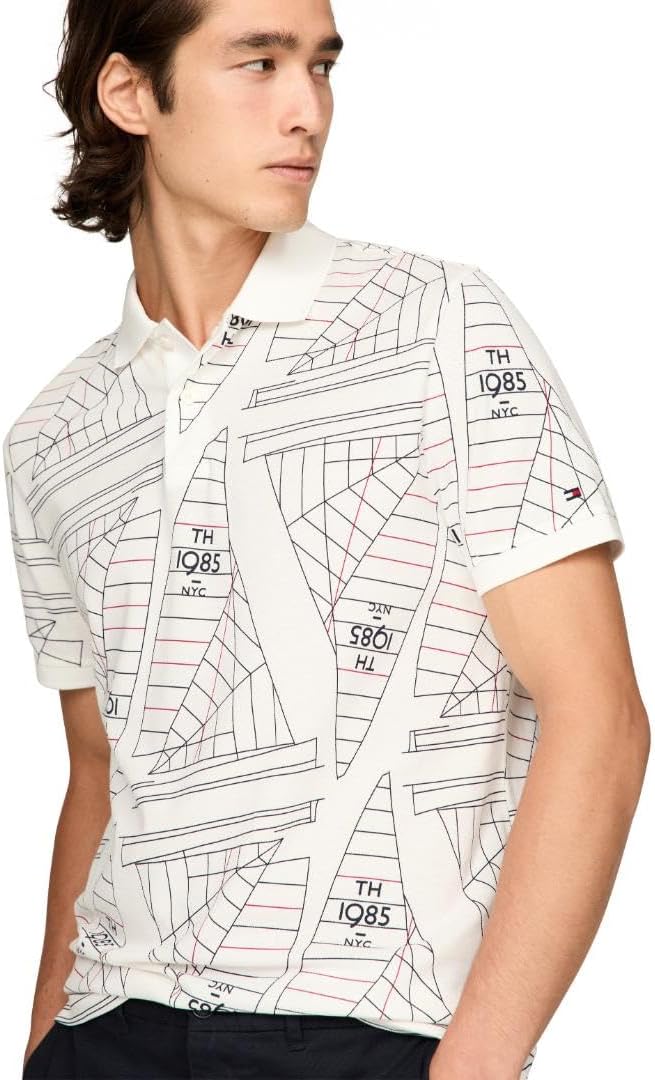 Мужские поло Tommy Hilfiger с коротким рукавом, классического кроя, с принтом паруса, Ecru — фото 2