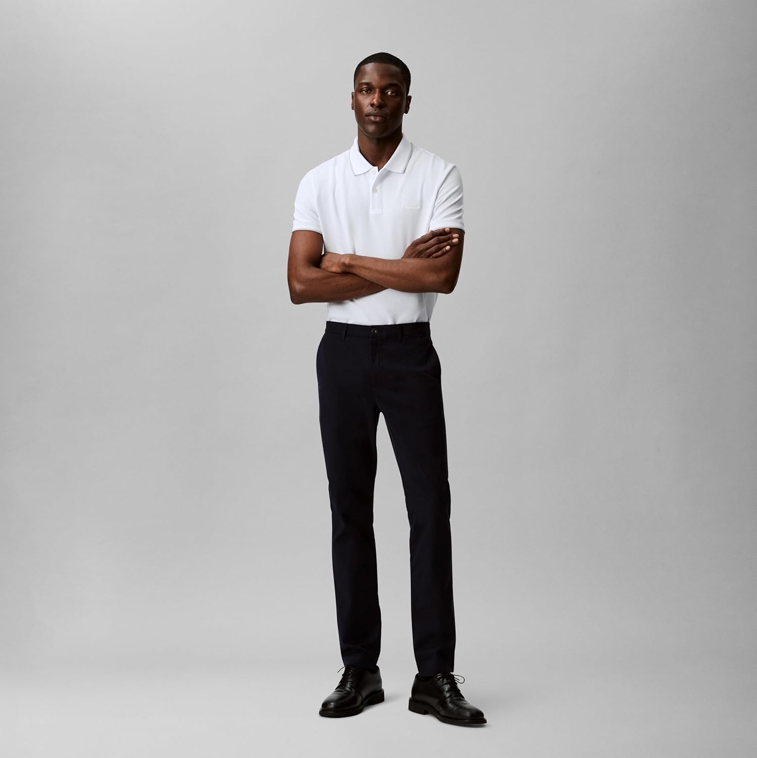 Мужское поло Calvin Klein из эластичного пике с однотонной отделкой, Brilliant White — фото 3