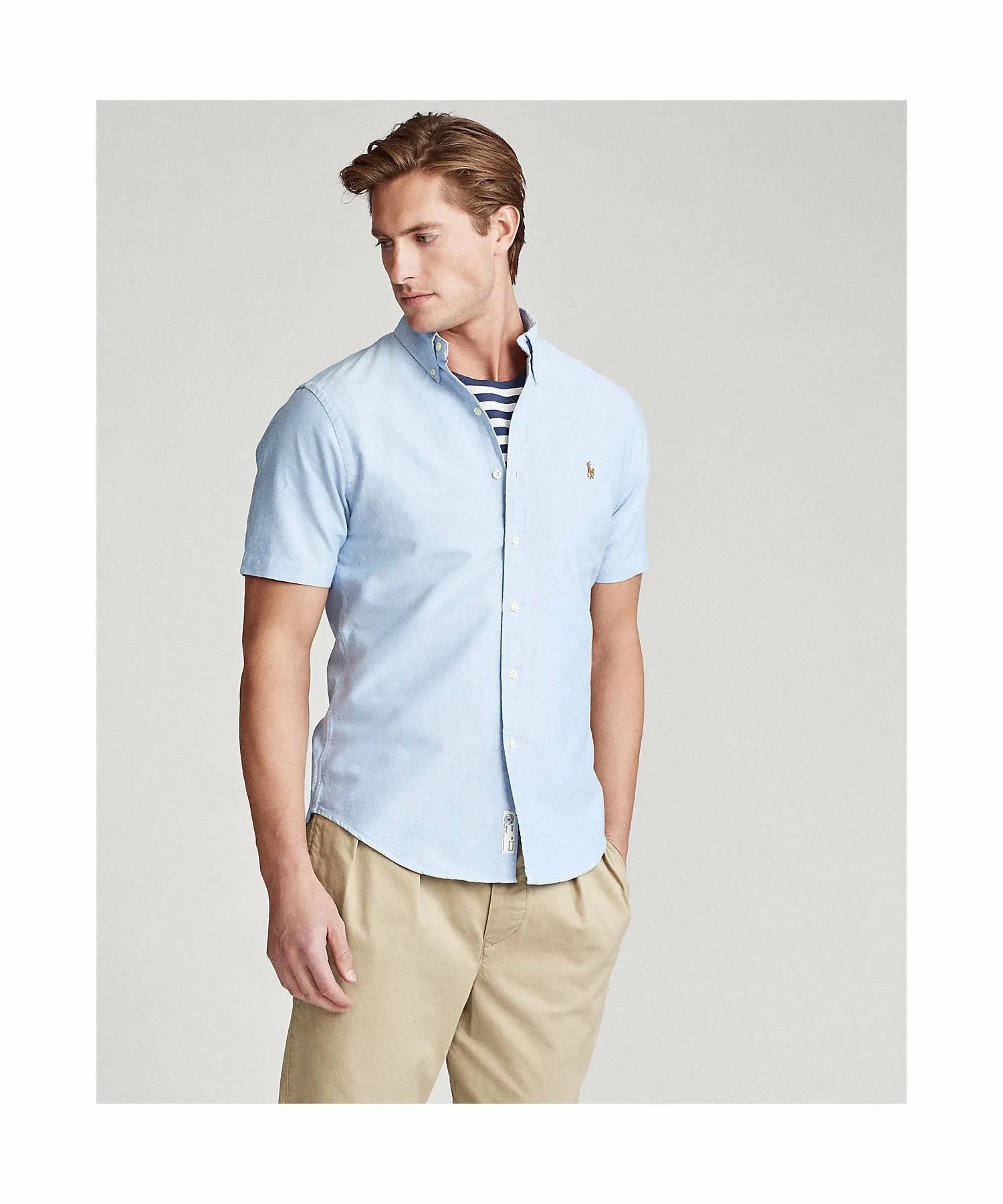 Классическая рубашка Оксфорд Polo Ralph Lauren, 400 Blue — фото 4