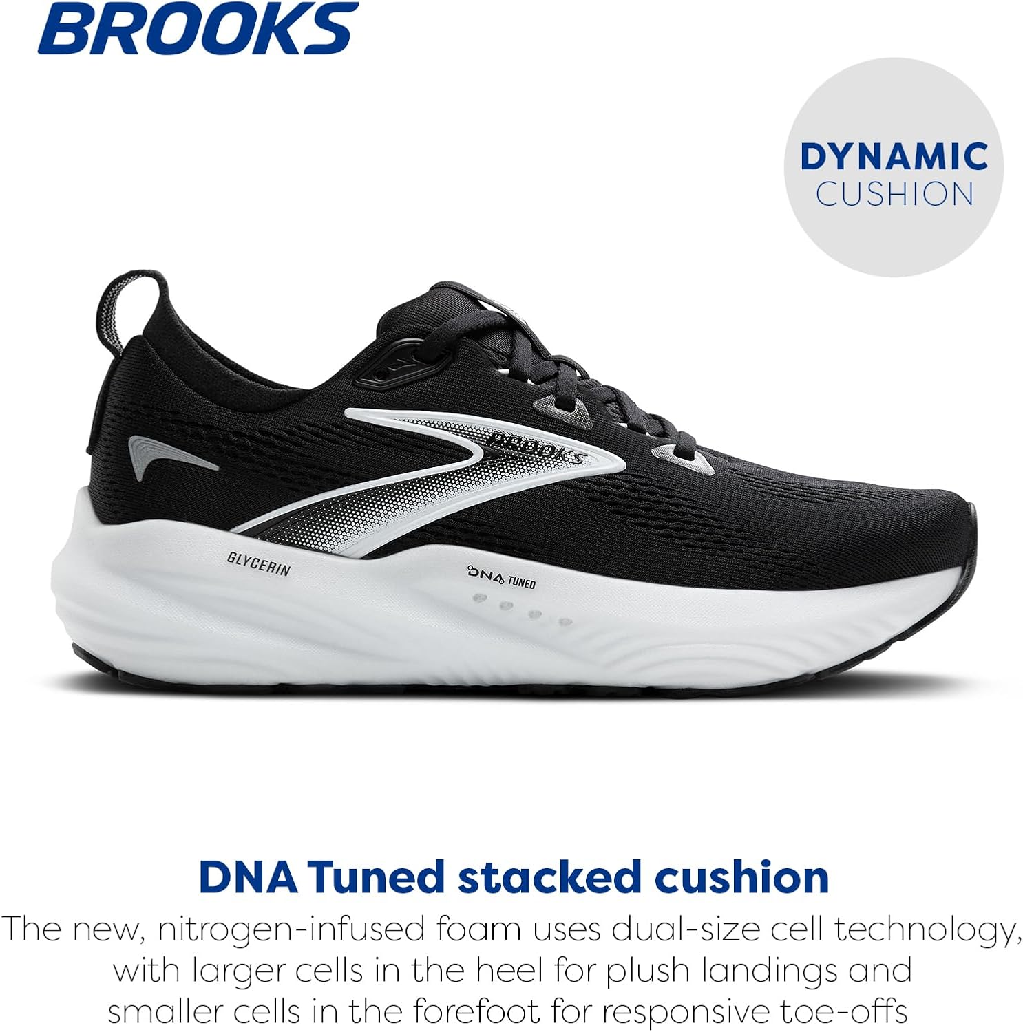 Кроссовки Brooks Herren Glycerin 22, белый/черный/серый — фото 2