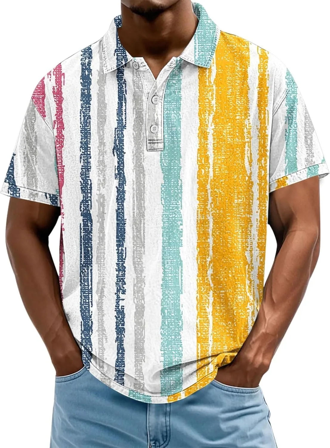 

Футболка мужская с вертикальными полосками, поло, короткий рукав, slim fit Thatrich