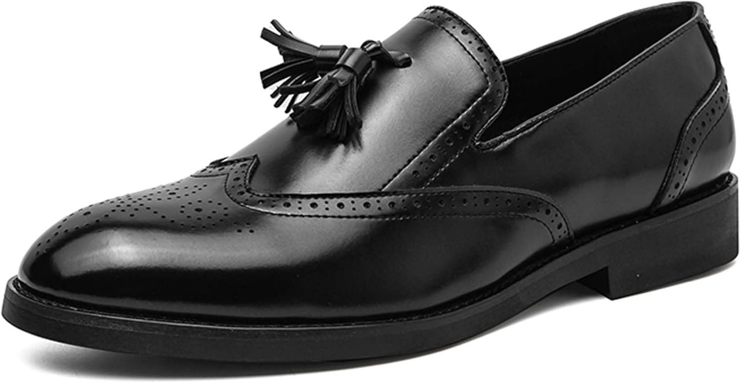 

Мужские лоферы Penny, модные заостренные повседневные туфли для ночного клуба, танцев, слипоны из кожи, легкие, дышащие, с кисточками, деловые офисные формальные туфли Generic, черный