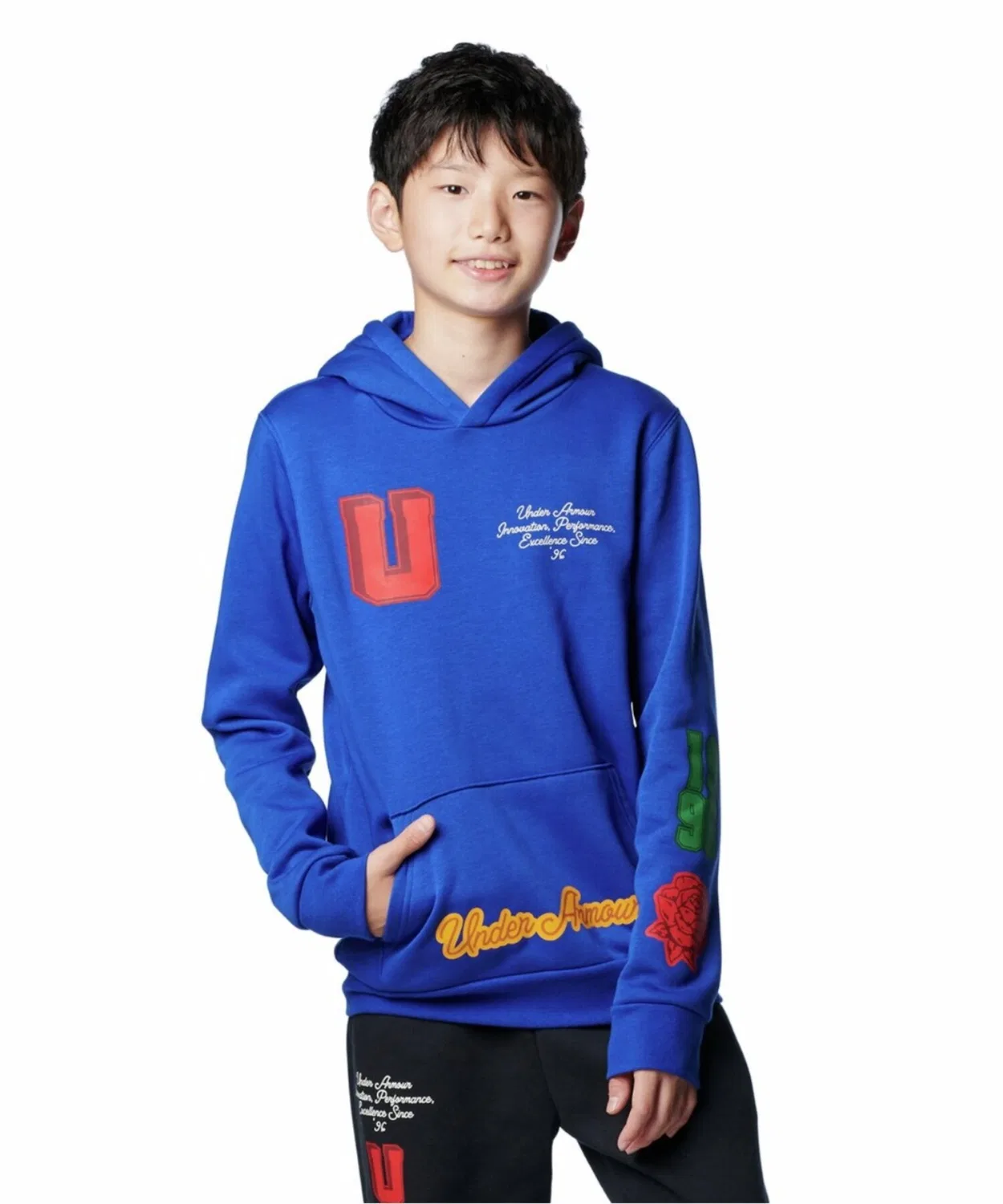 Худи детское Under Armour Icon Fleece с капюшоном, тёмно-синий