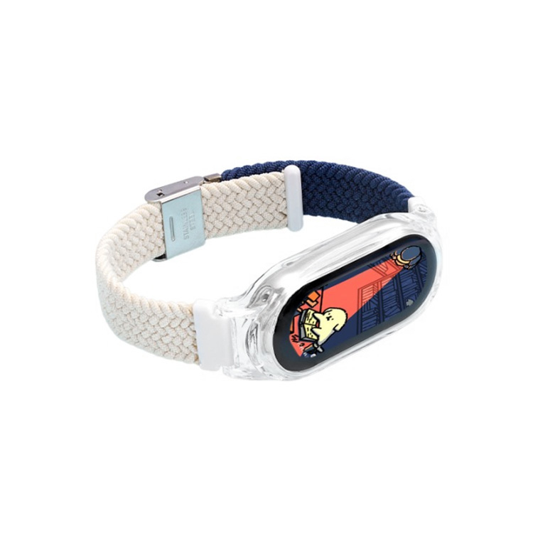 

IBOANN Часы Strap Xiaomi Compatibility Nylon Material 280mm, Snap Button Nylon-Dark Blue & Beige
