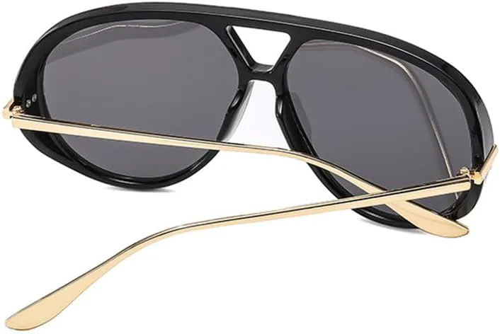 

Круглые солнцезащитные очки для женщин и мужчин в стиле ретро с двойной перемычкой, солнцезащитные очки с защитой от УФ-излучения UV400 LANGSER, Black Bworn