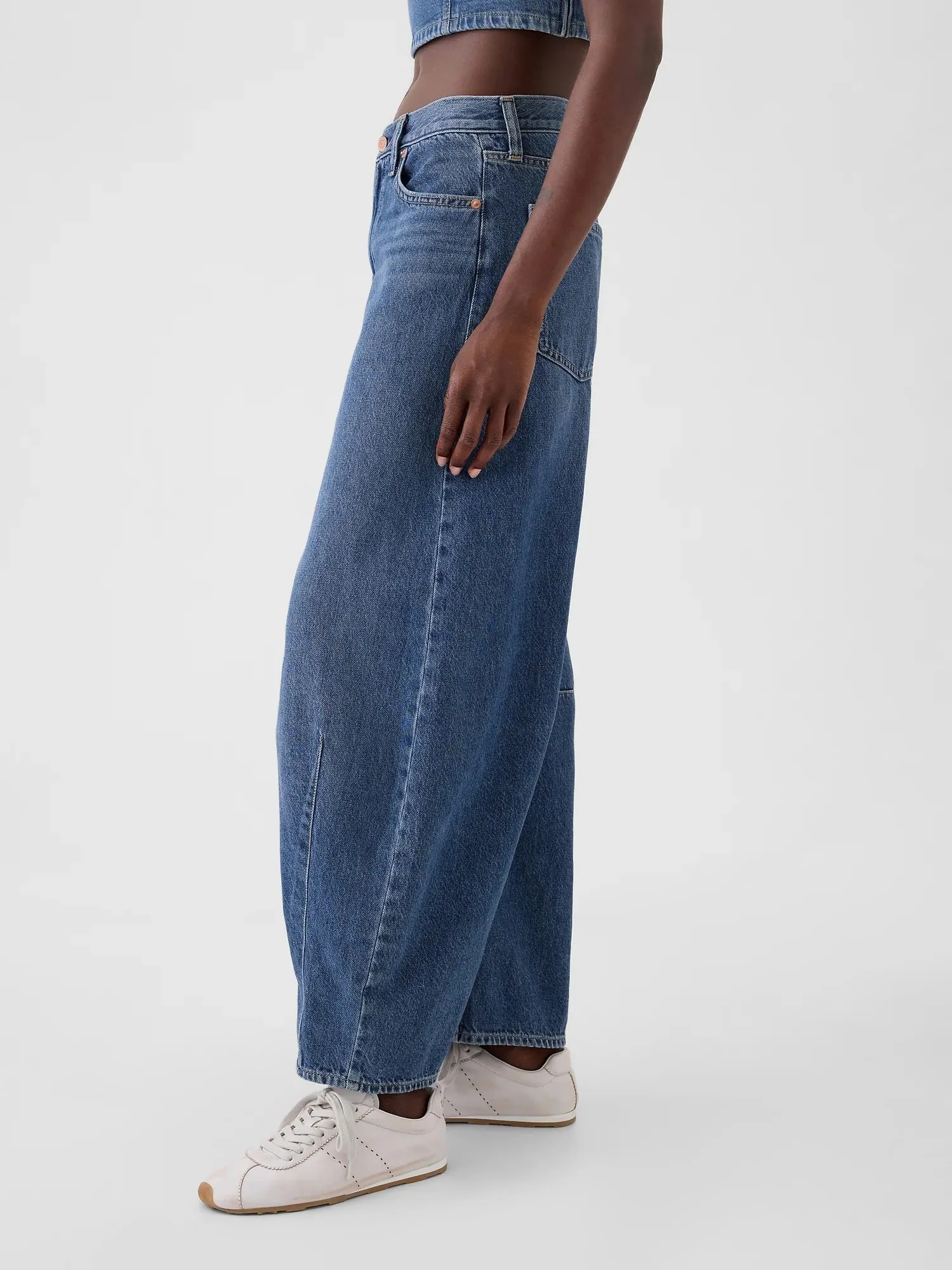 (W) Джинсы с высокой посадкой в форме подковы GAP, DARK_INDIGO — фото 3