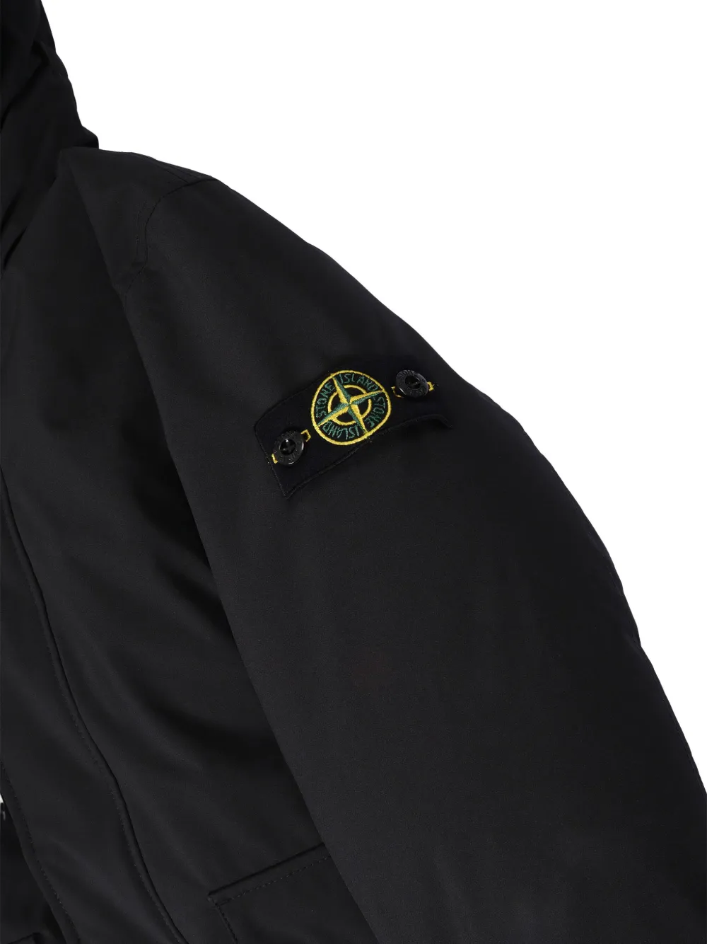 Пальто с капюшоном и накладными карманами Stone Island Junior, черный — фото 3