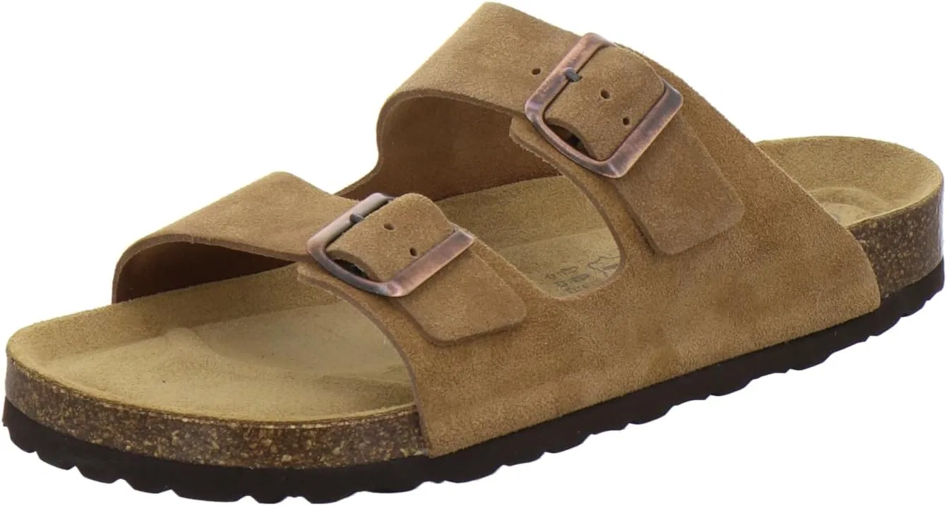 Удобные мужские кожаные мюли, сандалии и тапочки AFS-Schuhe, размеры 3,5-14 UK (36-50 EU), производство Германия, Cognac