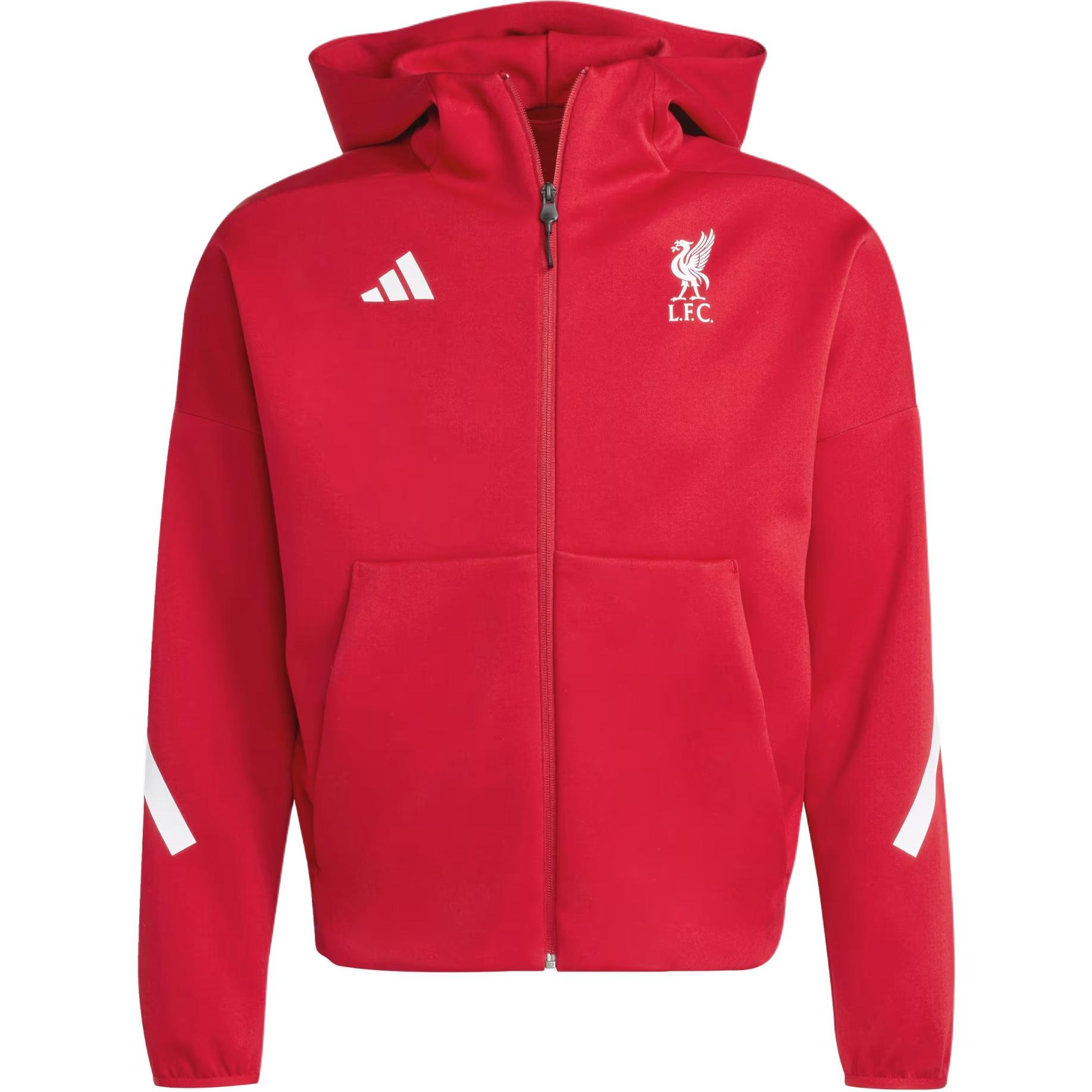 

Adidas With AdiClub Liverpool Fc Adidas Z.N.E. Anthem Jacket, Strawberry Red