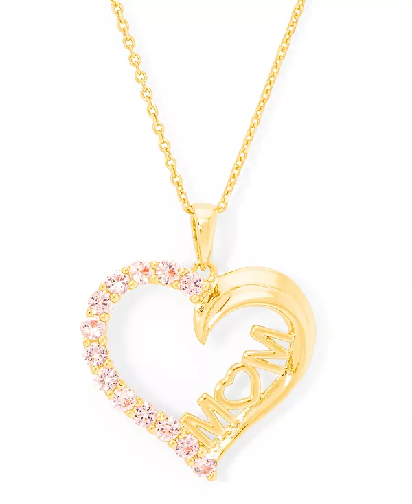 

Кулон в форме сердца мамы из искусственного морганита, 18 дюймов Macy'S, gold