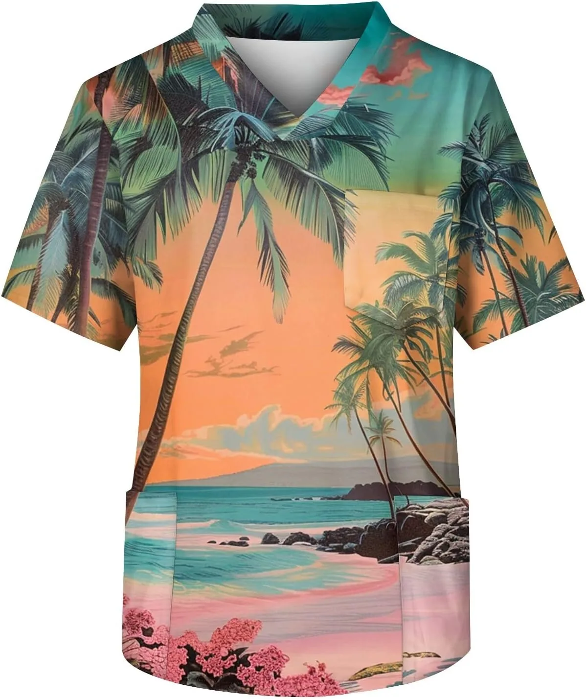 

Мужская гавайская блуза с V-образным вырезом и короткими рукавами WENKOMG1