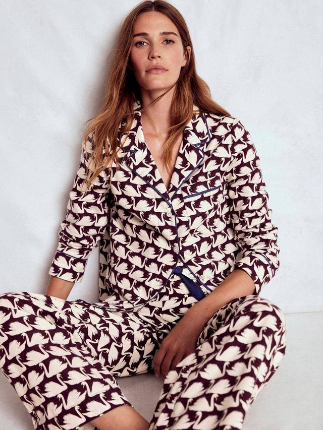 

Верх пижамы Swans из мягкой хлопковой ткани Boden, Dark Cherry