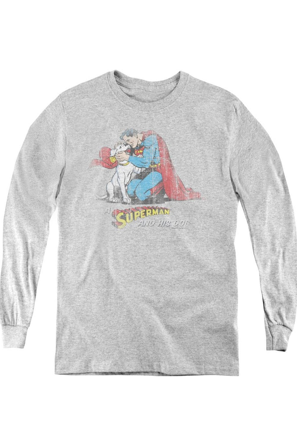 

Футболка с длинным рукавом для детей "Супермен и его собака" Gildan, Athletic Heather
