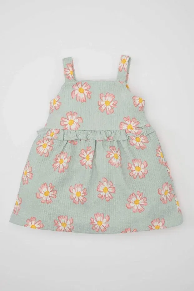 Детское платье для девочек с принтом Floral Sleeveless Dress Defacto, Blue-Be440