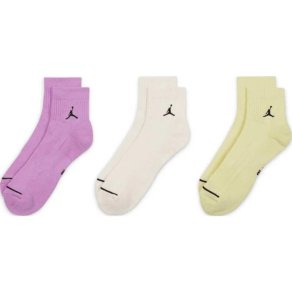 Детские носки 3 пары Jordan Retro, Цвет Purple White Yellow
