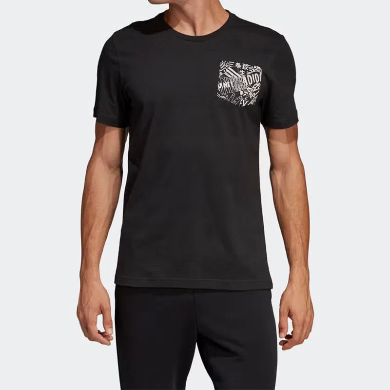 Футболка с принтом и карманом Must Haves Adidas, черный — фото 2