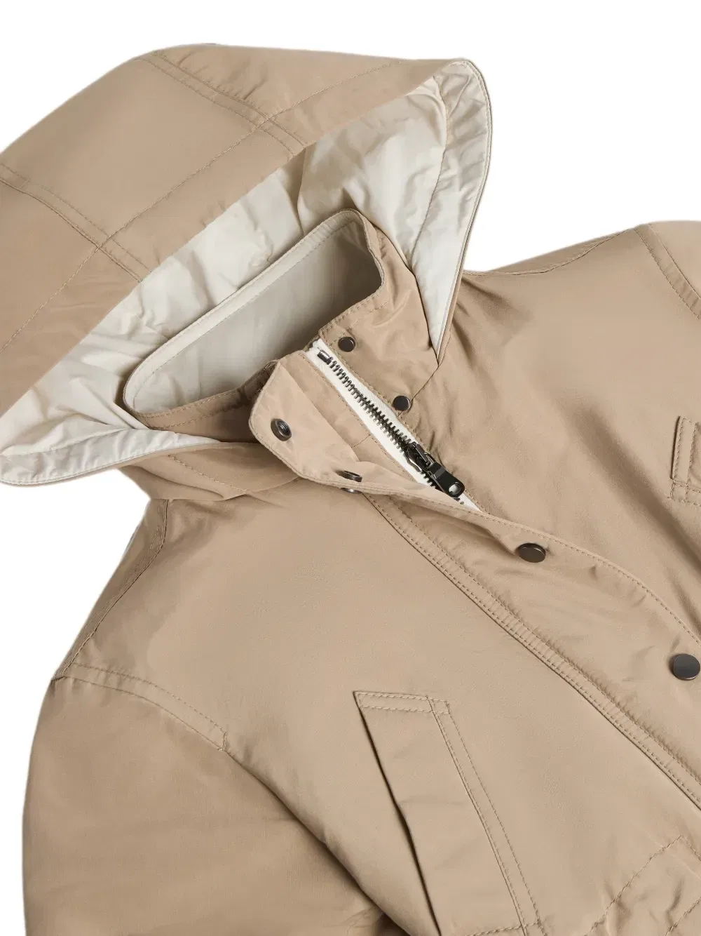 Парка из тафты с подкладкой Thermore Brunello Cucinelli Kids, бежевый — фото 3